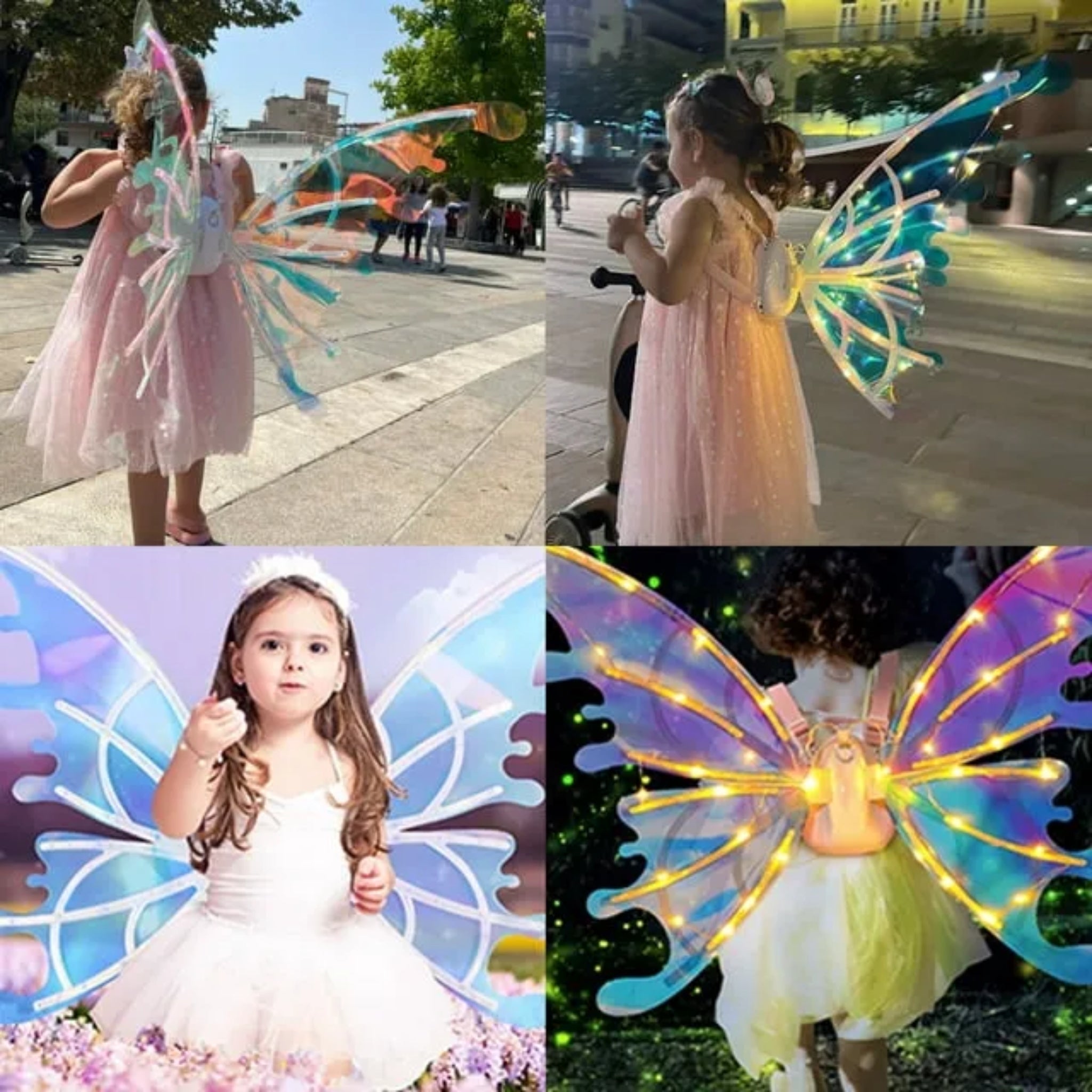 Glowing Elf Wings, Rechargeable Light-Up Fairy Costume, for Kids & Adults