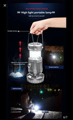 6 in 1 portable outdoor LED camping lantern with fan solar charge rechargeable light energy saving tent lamp flashlight