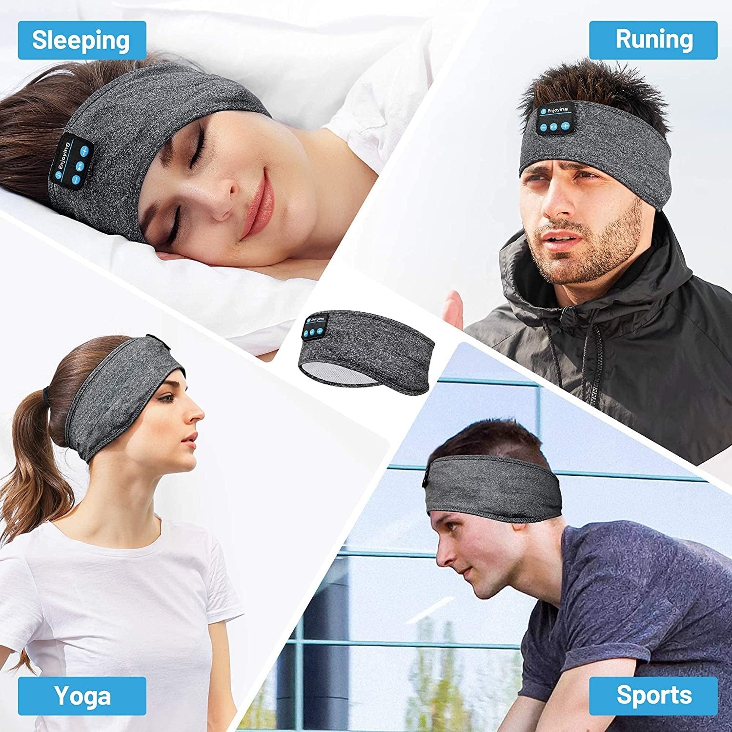 Sports And Sleep Bluetooth Headband With Built-In Wireless Headphones