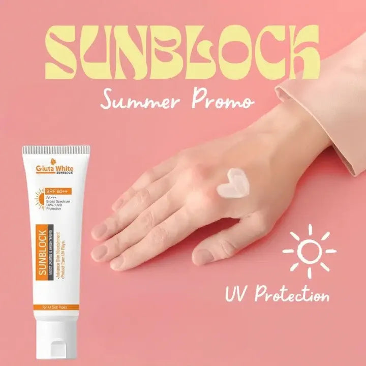 Gluta White Sunblock – Whitening & UV Protection Sunscreen (All Skin Types)