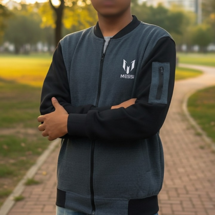Charcoal Grey Messi Zipper Jacket