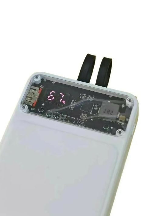 66W Fast Charging 20,000mAh Power Bank with Built-in Cables (White)