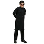 Jet Black Wash & Wear Kid’s Shalwar Kameez, Semi Formal, Premium Fabric