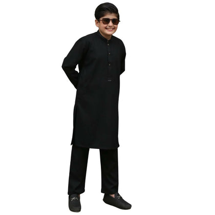 Jet Black Wash & Wear Kid’s Shalwar Kameez, Semi Formal, Premium Fabric