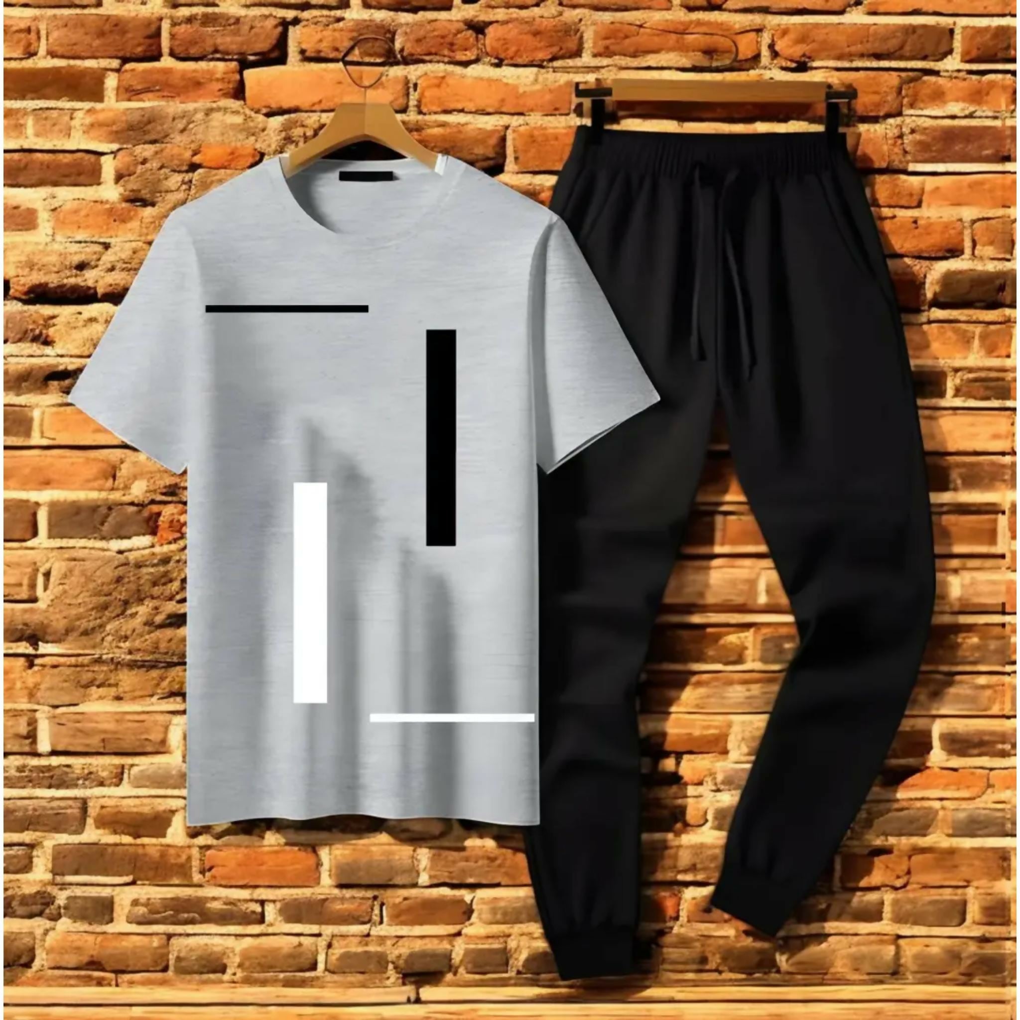 2 Pcs Men's Jersey Printed Track Suit