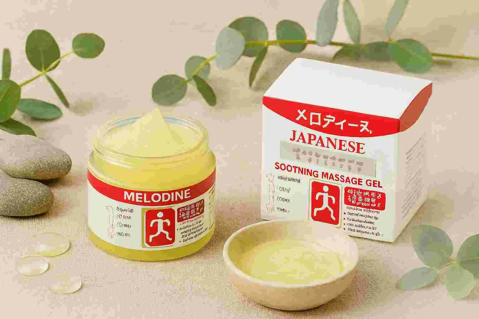 MELODINE Japanese Soothing Massage Gel – Muscle & Joint Pain Relief Cream for Shoulder, Neck, Back & Knee – Fast-Absorbing Herbal Formula (50g)