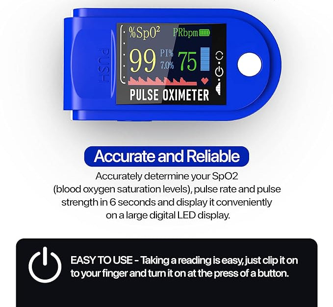 Finger Pulse Oximeter SpO2 Oxygen and Heart Rate Monitor
