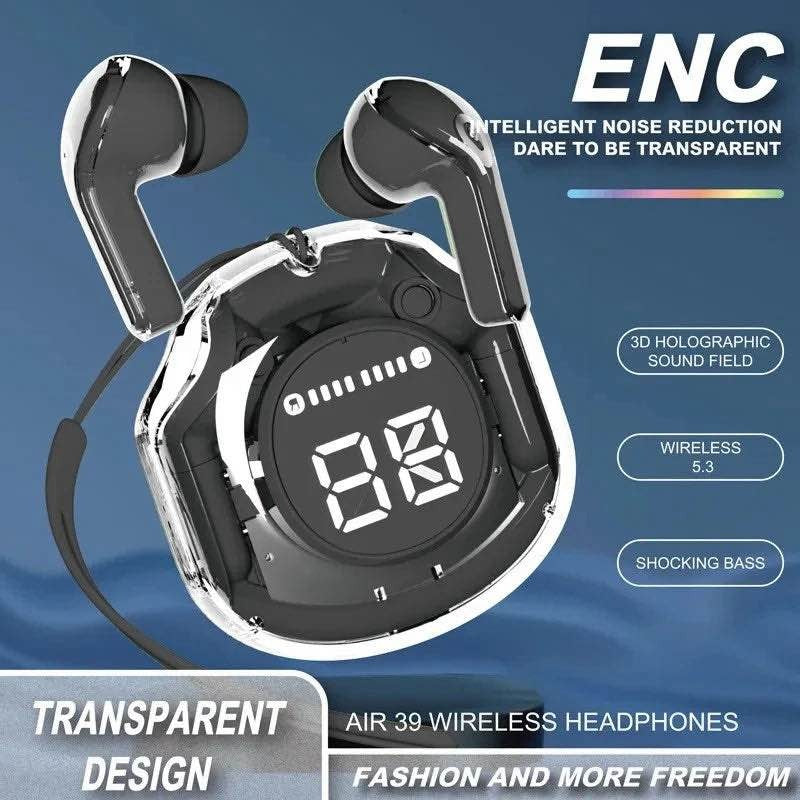 Air 39 Transparent Wireless Gaming Earbuds with LED Display (Bluetooth 5.3)