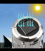 6 in 1 portable outdoor LED camping lantern with fan solar charge rechargeable light energy saving tent lamp flashlight