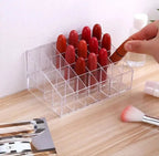 Acrylic Lipstick Organizer, 24 Slot Clear Vanity Storage