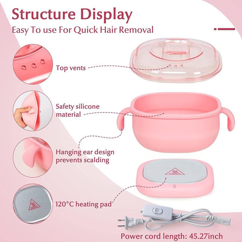 Portable Foldable 400ML Silicone Wax Warmer, Travel-Friendly Hair Removal Heater For Body &