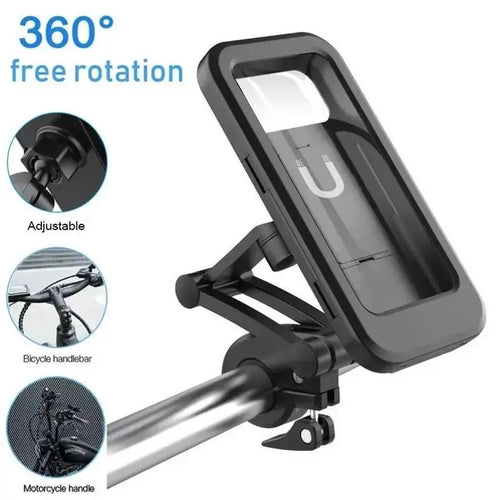 Bike Handlebar Waterproof Case Phone Holder – Full Touch Screen Mount