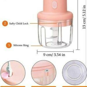 Mini Food Chopper Portable USB Rechargeable Vegetable Garlic Meat Grinder | With Cable – Size 250ml