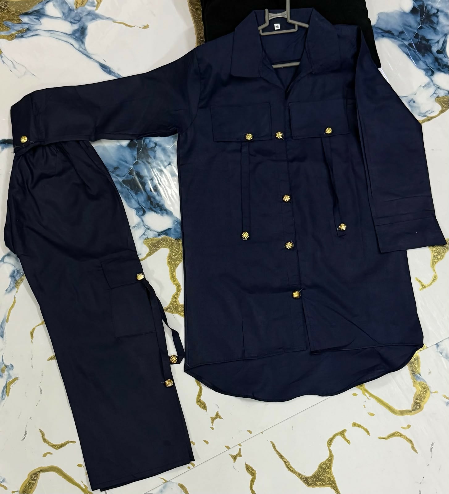Front Pocket Shirt With Cargo Pockets Kids 2PCS Front Pockets With Attached Button Shirt With Pocket Cargo Kids Cotton 2Pcs