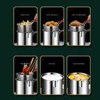 Stainless Steel Deep Fryer Pot with Strainer 1200ML | Heavy-Duty Oil Frying Pan for Kitchen