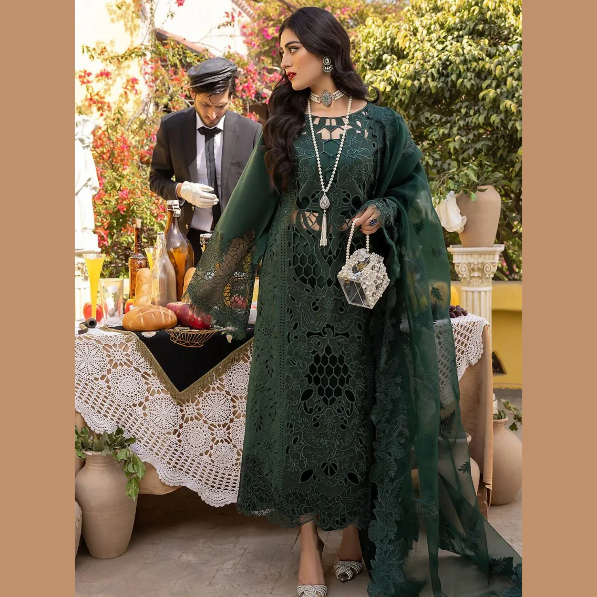 Unstitched Suit, Bin Ilyas Three Piece Luxury, Premium Pure Lawn Fabric