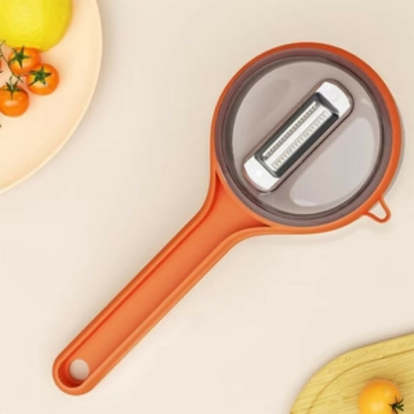 Multi-Functional Vegetable & Fruit Peeler with Storage Container – 7 Inch Easy Kitchen Tool | Random Color