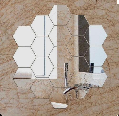 Mirror, Hexagon shape Acrylic wall Stickers