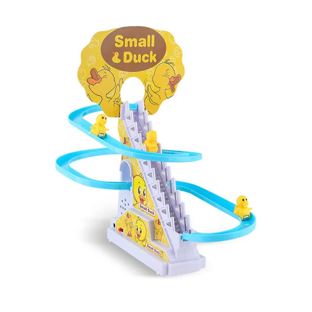 Duck Climbing Stairs Track Toy with Lights and Music for Kids