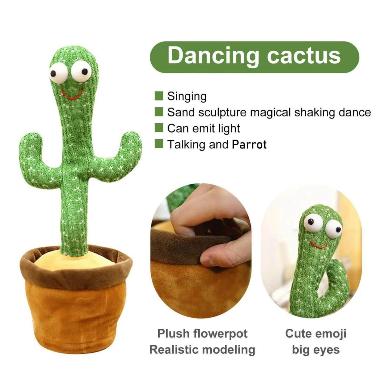 Dancing Cactus Plush Toy Talking Singing Recording Toy for Kids