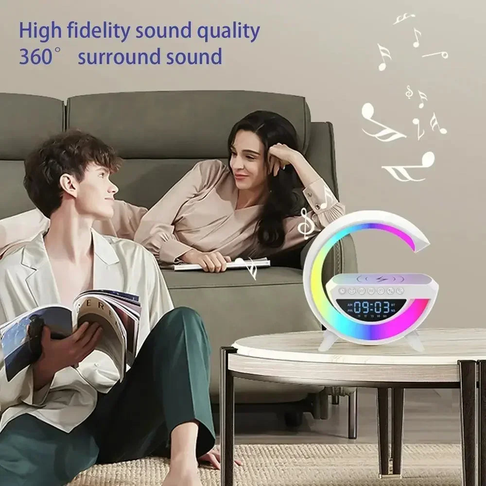 Speaker, Wireless Charger Lamp with LED Light and Alarm Clock