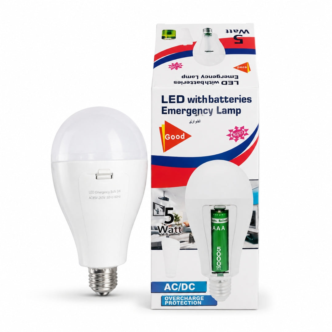 Emergency LED bulb provides practical lighting during power outages.