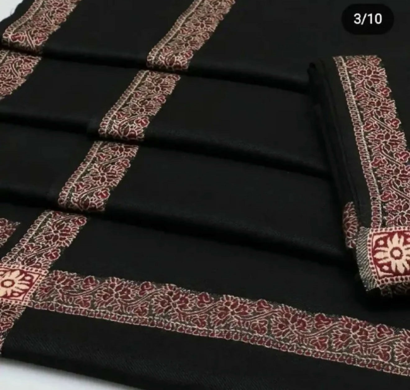 Pure Print Border Pashmina Shawl - High Quality