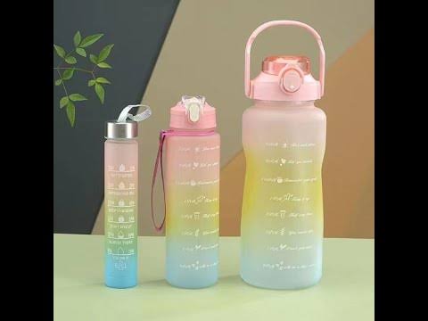Motivational Water Bottle Trio, 2L + 900ml + 300ml BPA-Free Set