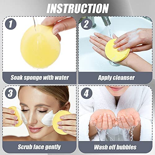 Face Cleansing Sponge Pads Soft Exfoliating Makeup Sponges - 12 Pcs