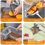 Lemon Orange Clip Handheld Fruit Juicer – Stainless Steel Manual Squeezer