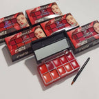 10-in-1 Lipstick & Blush Palette – Creamy Matte Lip & Cheek Makeup, Multi-Color