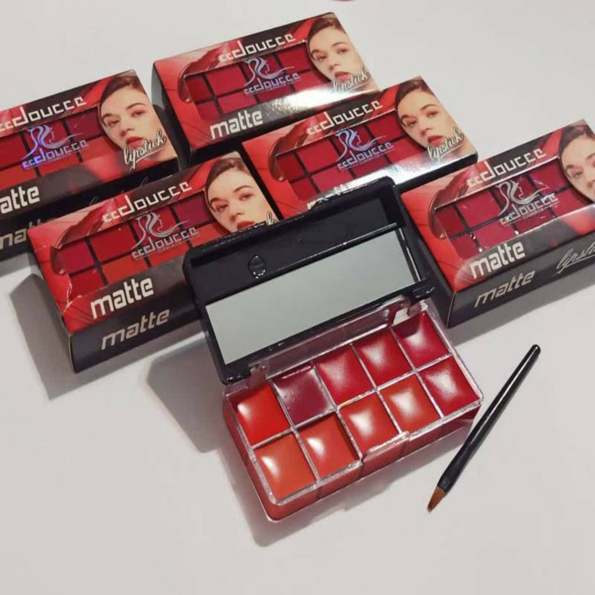 10-in-1 Lipstick & Blush Palette – Creamy Matte Lip & Cheek Makeup, Multi-Color