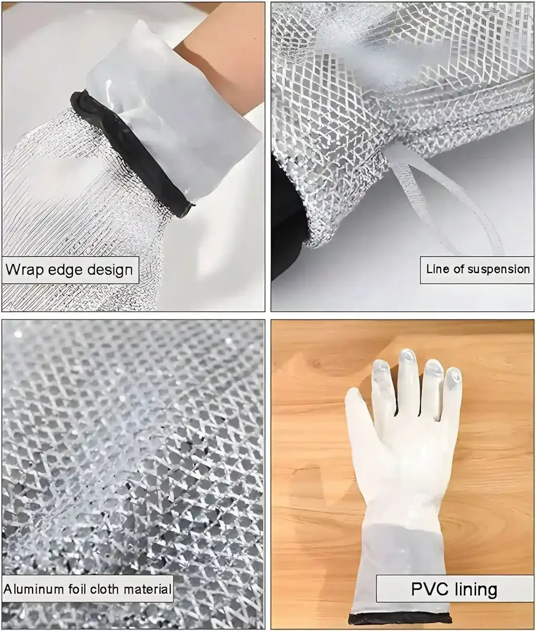 Heavy-Duty Silver Heat-Resistant Oven Mitts – Maximum Protection Pair