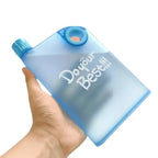Blue/Black Ultra Slim Notebook Style Water Bottle 380ml | Portable Memo Bottle for Travel, School & Office