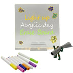 8x8 Inches LED Acrylic Writing Board with USB Light | 7 Colorful Erasable Pens | Message Board with Markers & Stand