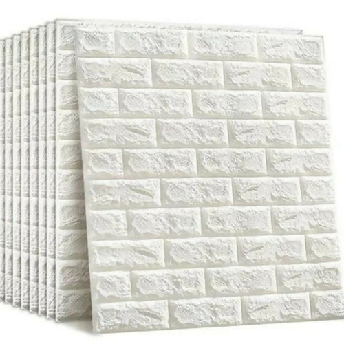 3D White Brick Wall Stickers, Self-Adhesive Foam Wall Panels