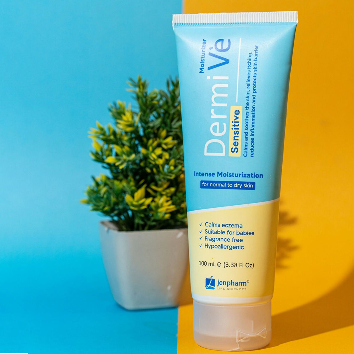 Jenpharm Dermive Sensitive Moisturizer 100ml | Gentle, Hydrating, Non-Greasy Cream for Dry, Irritated & Sensitive Skin | Ceramides + Hyaluronic Acid Formula