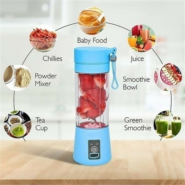 Portable 6 cuts Blender Home USB Rechargeable Electric Fruit Extractor Juice Blender Machine | Mini Smoothie Maker | Personal Juicer Cup | Random Color