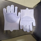 Silicone Dishwashing Gloves Pair | Reusable Heat Resistant Scrubber Cleaning Gloves