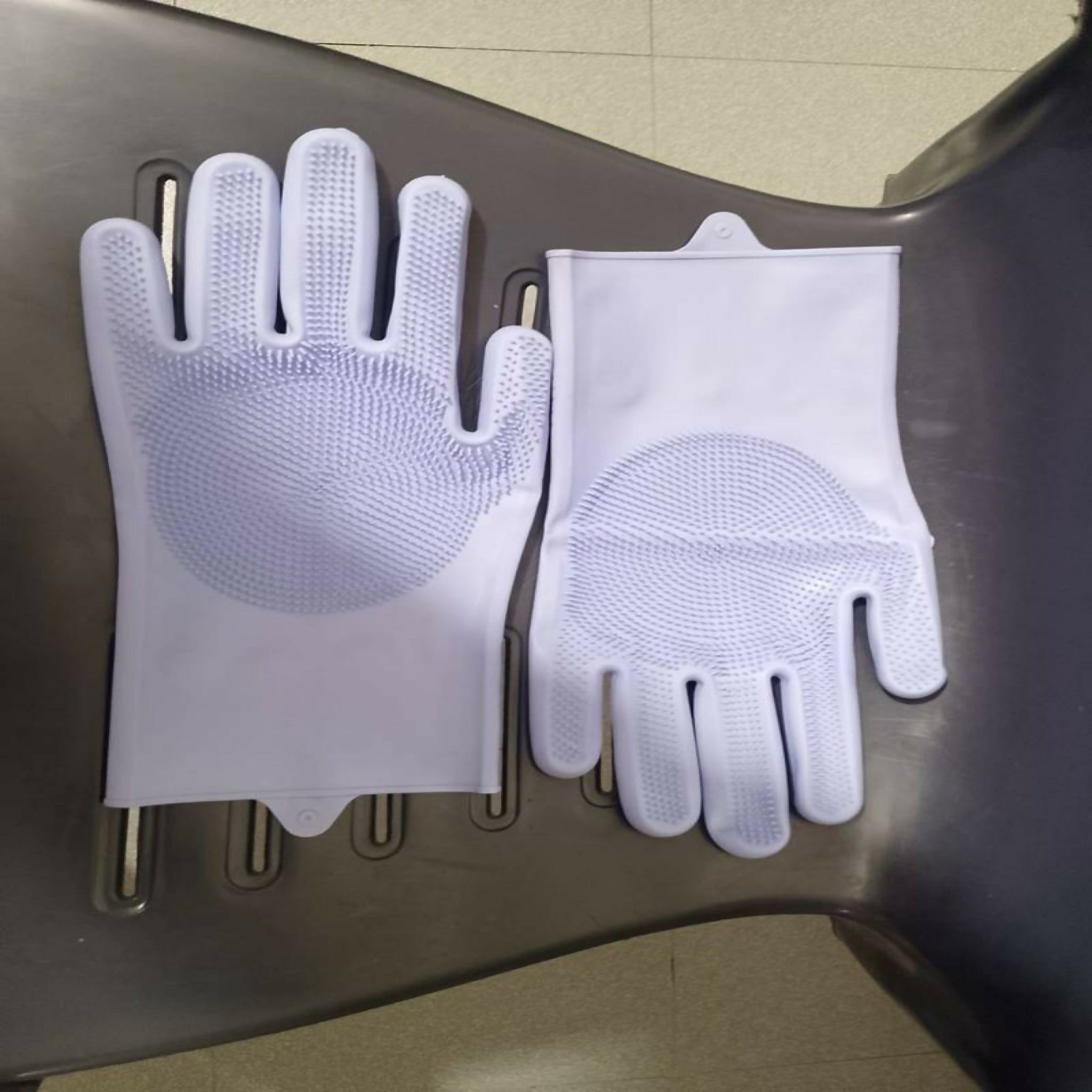 Silicone Dishwashing Gloves Pair | Reusable Heat Resistant Scrubber Cleaning Gloves