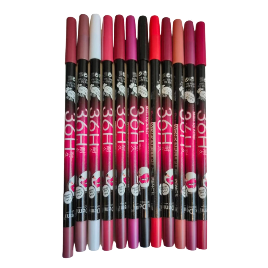 12 Pcs 36H Matte Lip Pencil Set – High Pigment