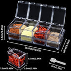 Transparent 4 Section Spice Storage Container Set