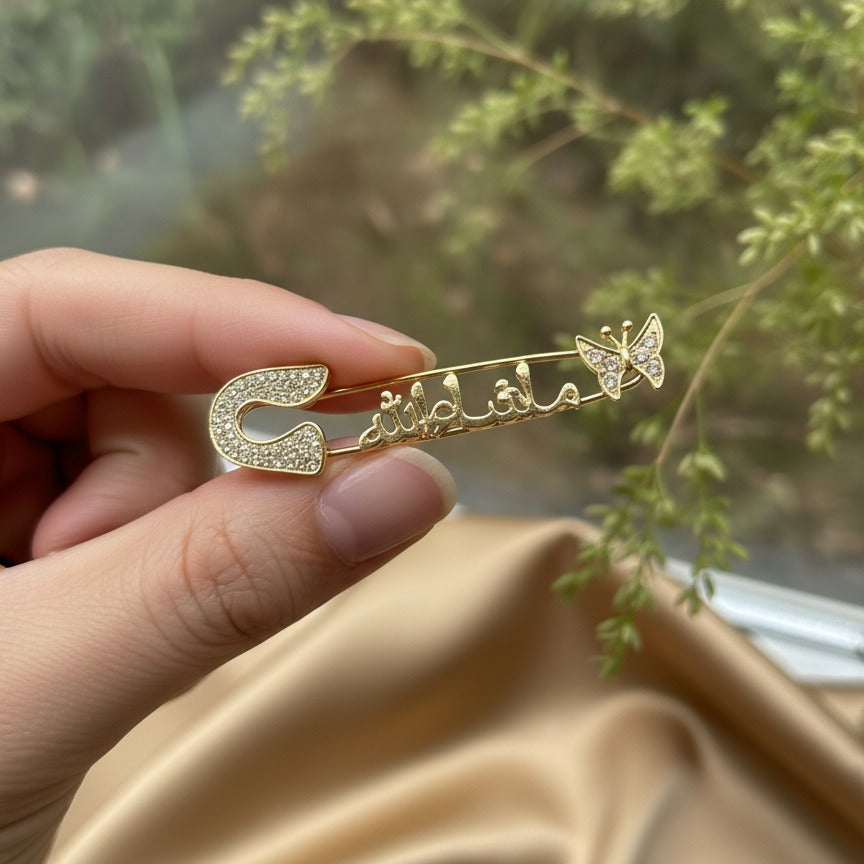 Golden Islamic Safety Pin Stylish And Durable Design