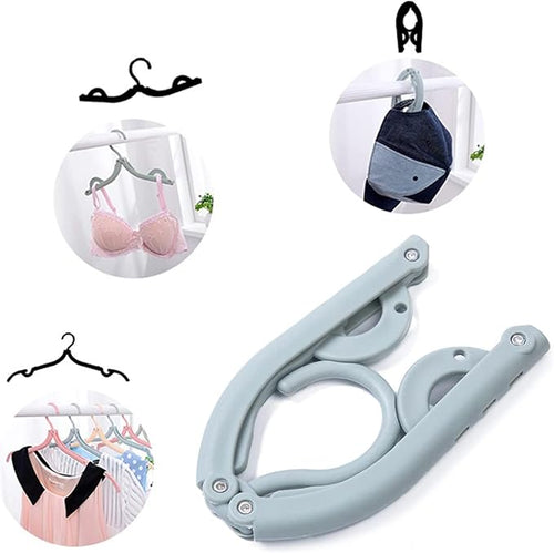 Portable Folding Clothes Hangers with Slots, Pack of 10
