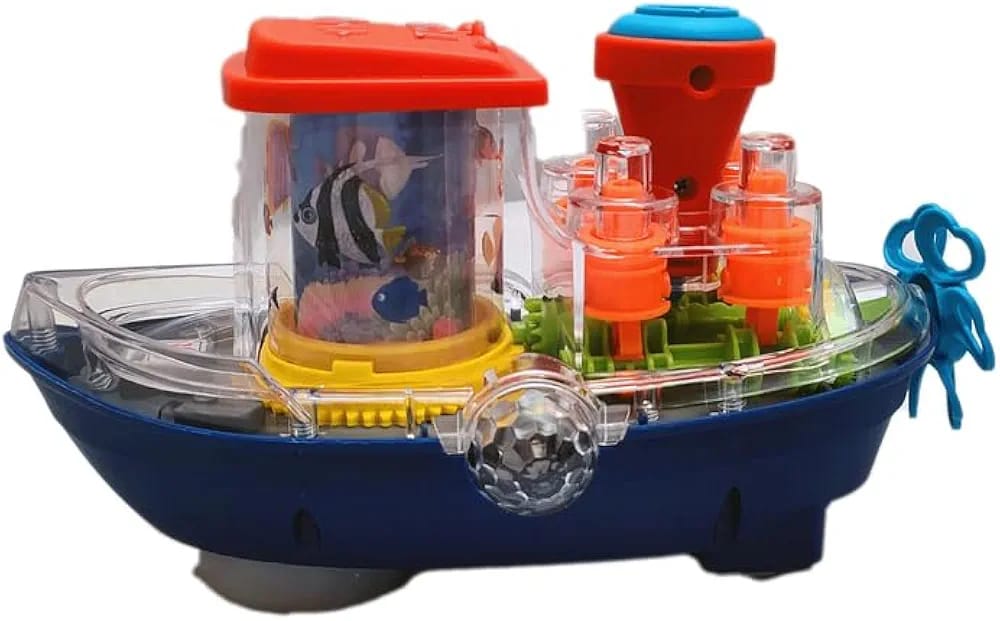 Gear Ship Bump And Go Toy, Automatic Movement & Colorful Lights