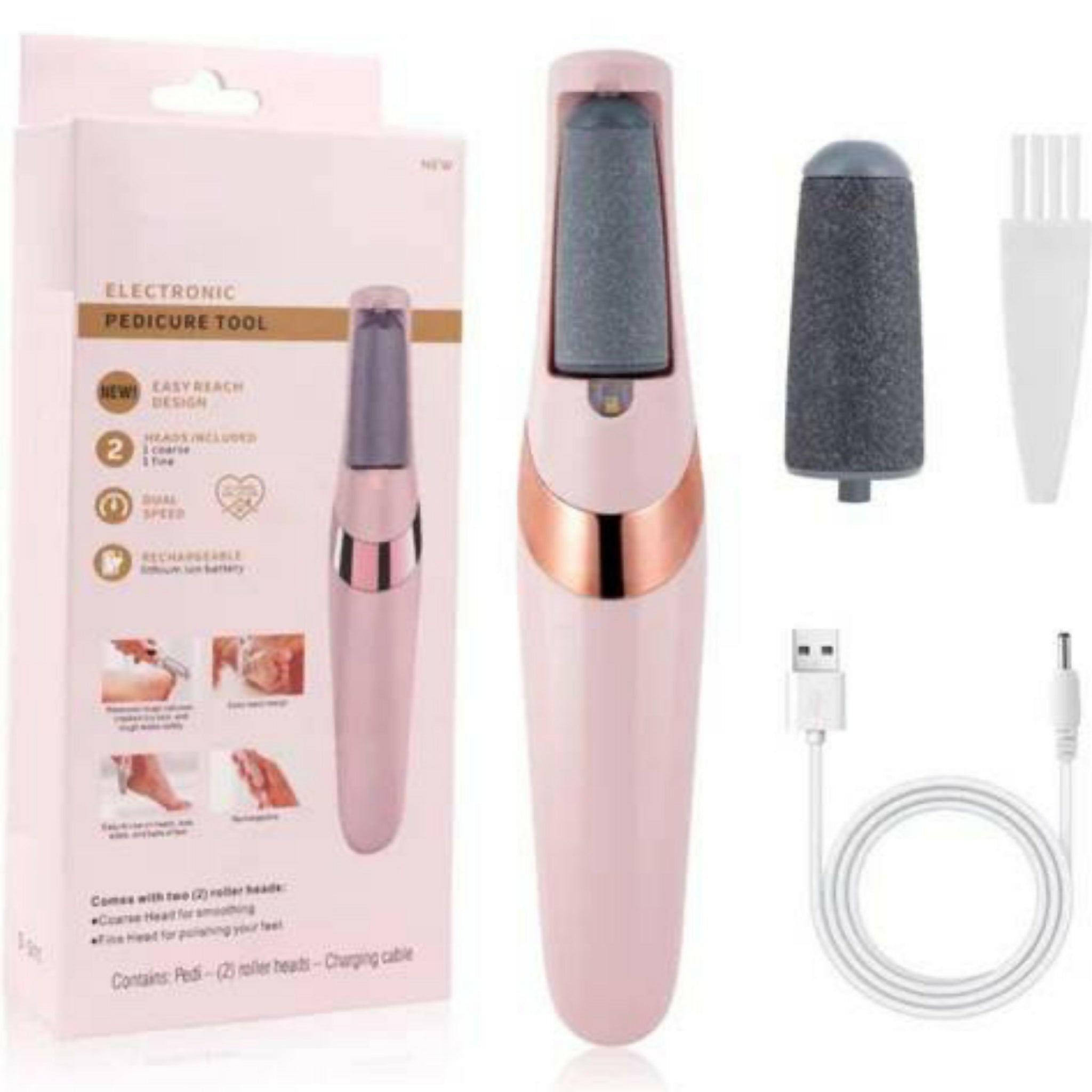 Rechargeable Foot Callus Remover with Extra Head – Electric Foot Pedi Grinder for Smooth, Soft Feet
