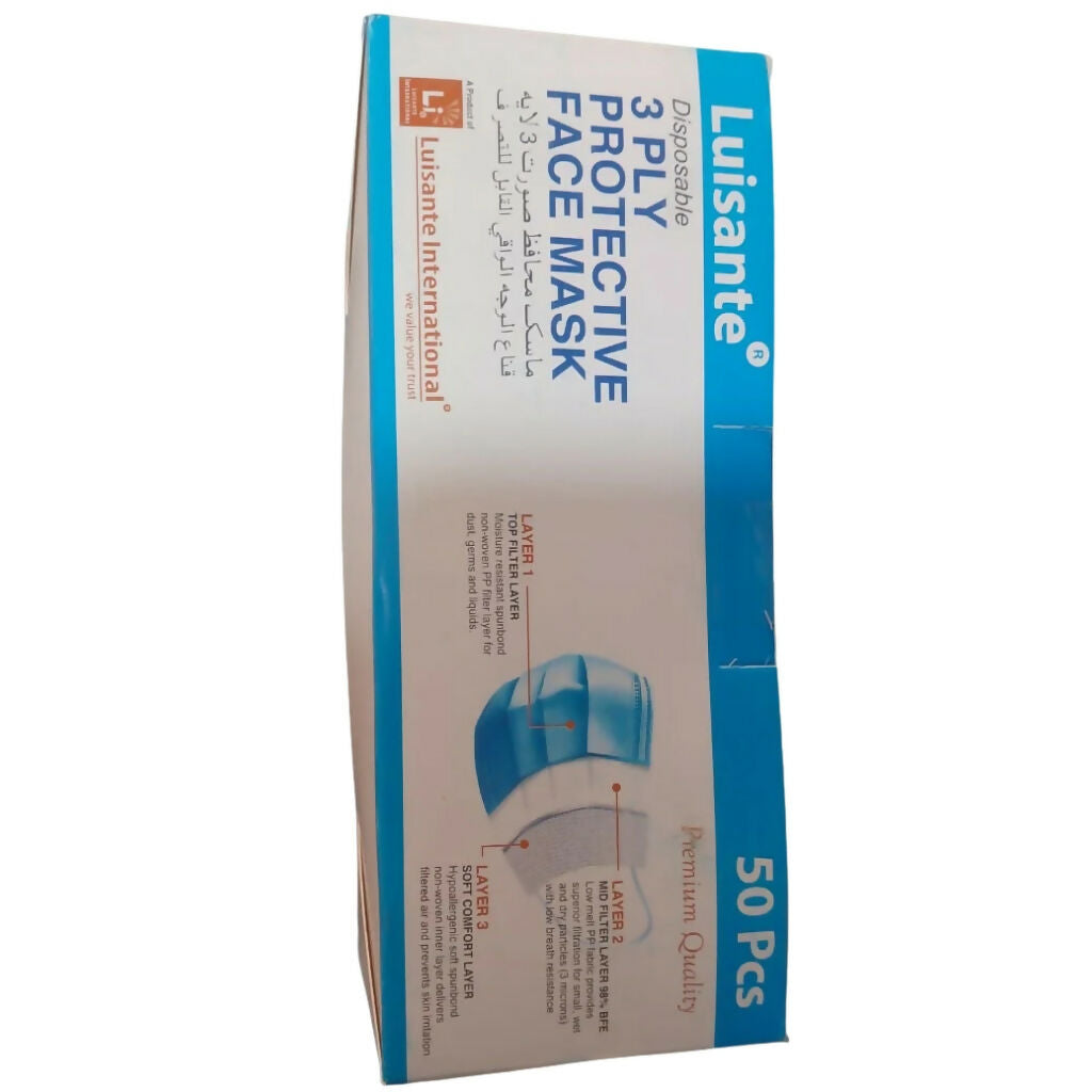 Disposable 3 Ply Protective Face Masks, Breathable & Secure Fit (Pack of 50Pcs)
