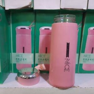 BPA Free Glass Water Bottle | 400ml Portable Tumbler | With Protective Plastic Shell | For School, Gym, Home & Office (Random colour)