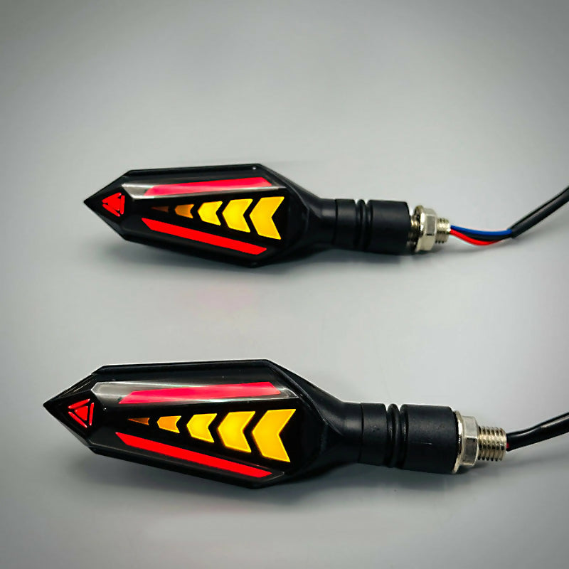 Universal 12V LED DRL Flowing Turn Signal Indicators – 2 Pcs Sequential Arrow Bike Indicators