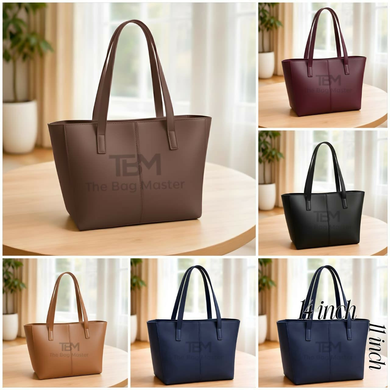 TBM The Bag Master Tote Bags Stylish Durable And Spacious Design For Everyday Carry And Convenience - Black | Blue | Brown | Dark Brown | Maroon